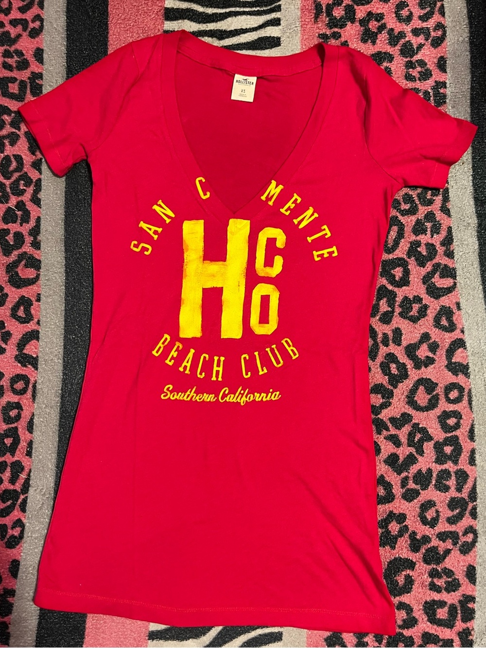Vintage Hollister v neck fitted HCO beach club shirt
